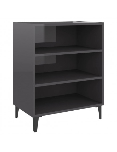 Credenza Grigio Lucido 57x35x70 cm in Legno Multistrato