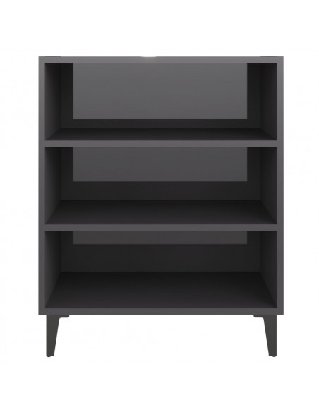 Credenza Grigio Lucido 57x35x70 cm in Legno Multistrato