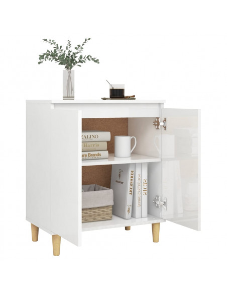 Credenza Gambe Massello Bianco Lucido 60x35x70cm Multistrato