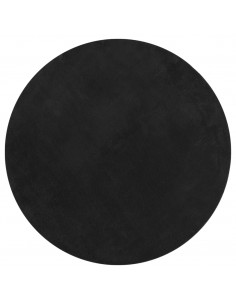Tappeto a Pelo Corto HUARTE Morbido e Lavabile Nero Ø 80 cm 2
