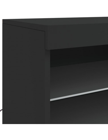Credenza con Luci LED Nera 60,5x37x67 cm