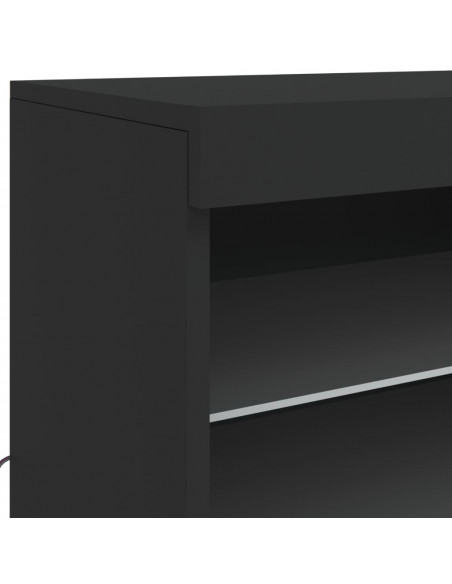 Credenza con Luci LED Nera 60,5x37x67 cm