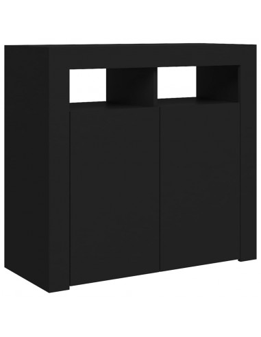 Credenza con Luci LED Nera 80x35x75 cm
