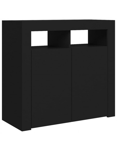 Credenza con Luci LED Nera 80x35x75 cm