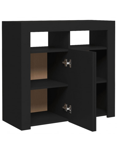 Credenza con Luci LED Nera 80x35x75 cm