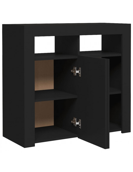 Credenza con Luci LED Nera 80x35x75 cm