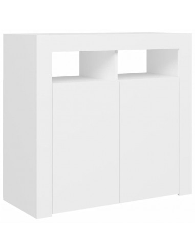 Credenza con Luci LED Bianca 80x35x75 cm