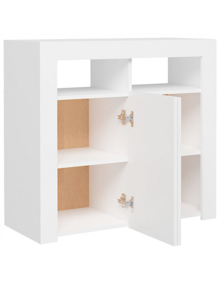 Credenza con Luci LED Bianca 80x35x75 cm