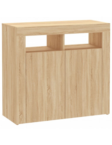 Credenza con Luci LED Rovere Sonoma 80x35x75 cm