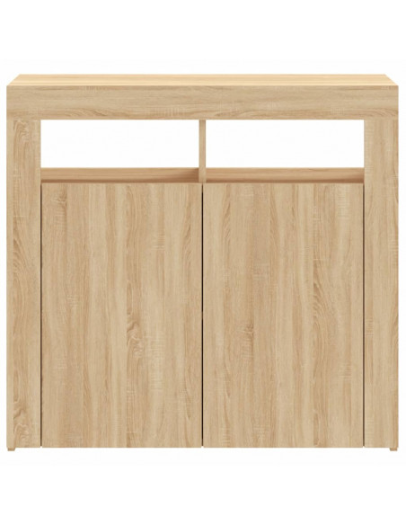 Credenza con Luci LED Rovere Sonoma 80x35x75 cm