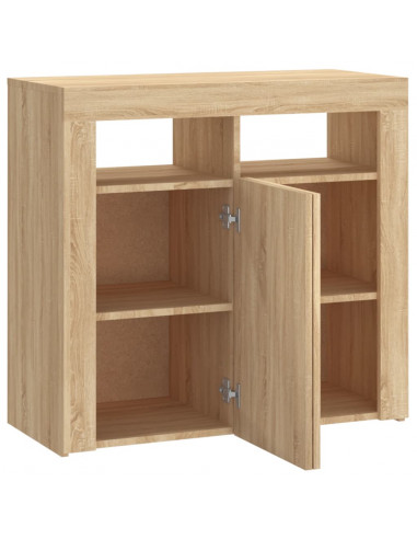 Credenza con Luci LED Rovere Sonoma 80x35x75 cm