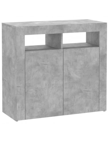 Credenza con Luci LED Grigio Cemento 80x35x75 cm