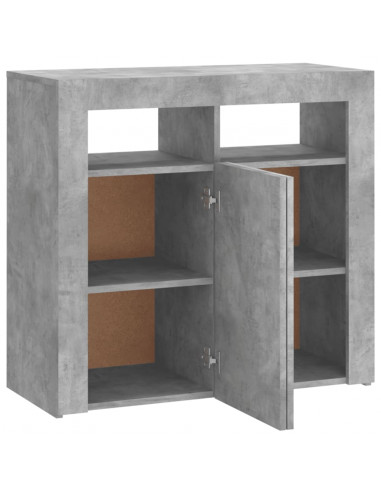 Credenza con Luci LED Grigio Cemento 80x35x75 cm