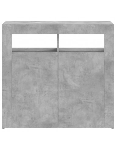 Credenza con Luci LED Grigio Cemento 80x35x75 cm