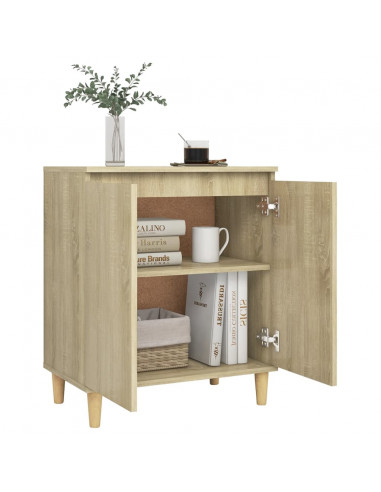 Credenza con Gambe Legno Massello Sonoma 60x35x70cm Multistrato