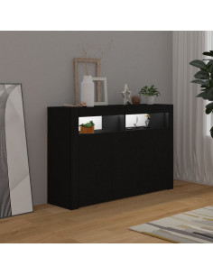 Credenza con Luci LED Nera 115,5x30x75 cm 2