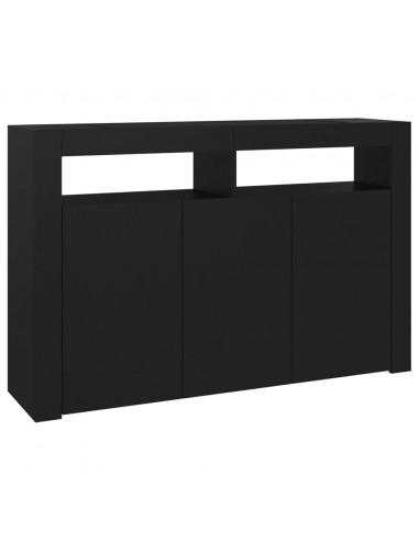 Credenza con Luci LED Nera 115,5x30x75 cm