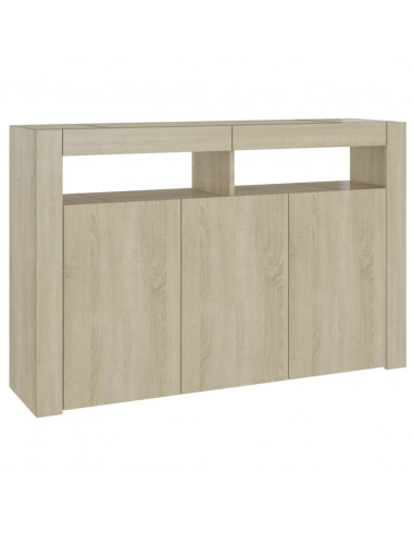 Credenza con Luci LED Rovere Sonoma 115,5x30x75 cm
