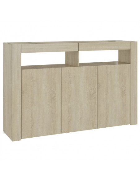 Credenza con Luci LED Rovere Sonoma 115,5x30x75 cm