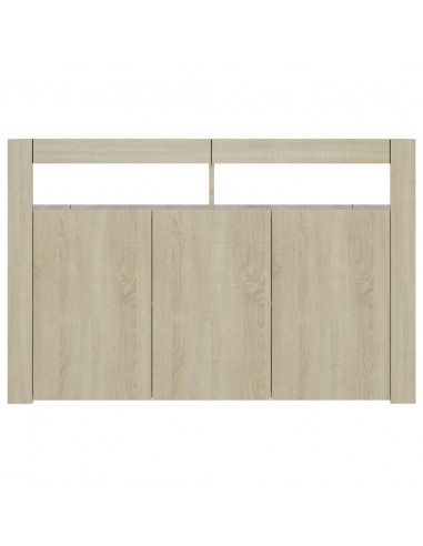 Credenza con Luci LED Rovere Sonoma 115,5x30x75 cm
