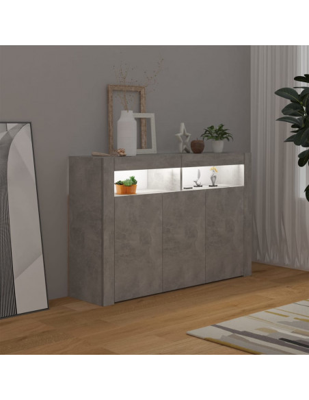 Credenza con Luci LED Grigio Cemento 115,5x30x75 cm
