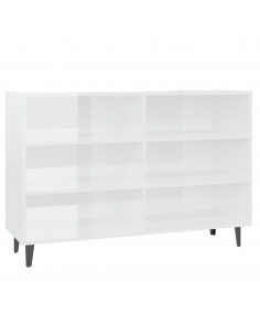 Credenza Bianco Lucido 103,5x35x70 cm in Legno Multistrato 2