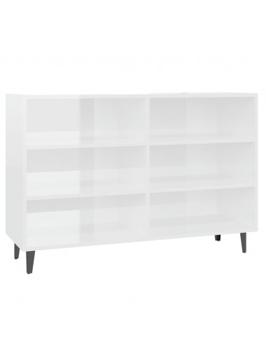 Credenza Bianco Lucido 103,5x35x70 cm in Legno Multistrato