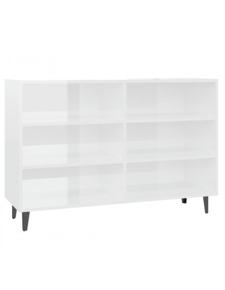 Credenza Bianco Lucido 103,5x35x70 cm in Legno Multistrato