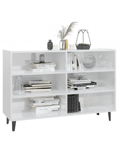 Credenza Bianco Lucido 103,5x35x70 cm in Legno Multistrato