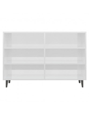 Credenza Bianco Lucido 103,5x35x70 cm in Legno Multistrato