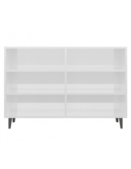Credenza Bianco Lucido 103,5x35x70 cm in Legno Multistrato