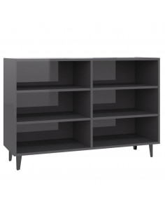 Credenza Grigio Lucido 103,5x35x70 cm in Legno Multistrato 2