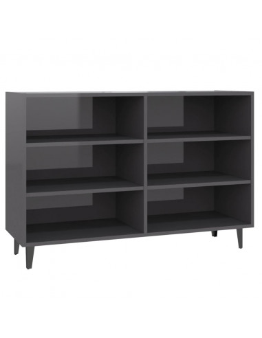 Credenza Grigio Lucido 103,5x35x70 cm in Legno Multistrato