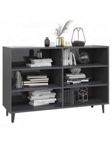 Credenza Grigio Lucido 103,5x35x70 cm in Legno Multistrato