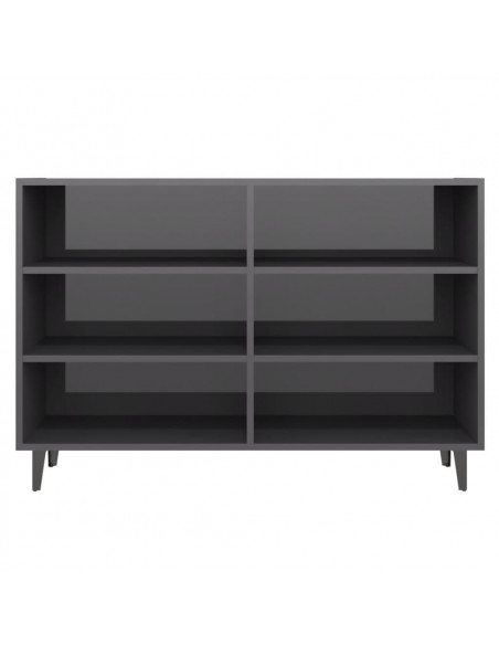 Credenza Grigio Lucido 103,5x35x70 cm in Legno Multistrato
