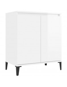 Credenza Bianco Lucido 60x35x70 cm in Legno Multistrato 2