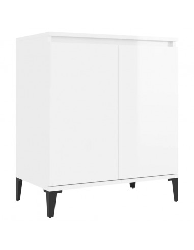 Credenza Bianco Lucido 60x35x70 cm in Legno Multistrato