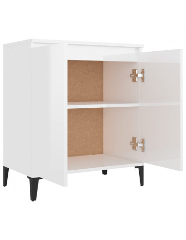 Credenza Bianco Lucido 60x35x70 cm in Legno Multistrato