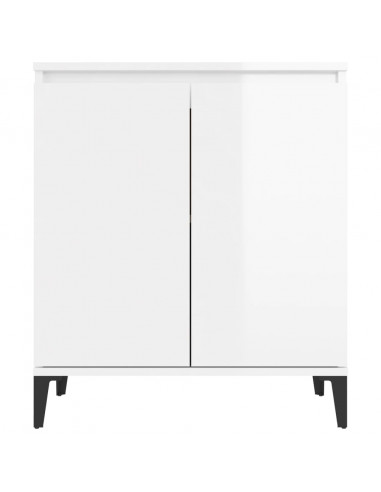 Credenza Bianco Lucido 60x35x70 cm in Legno Multistrato