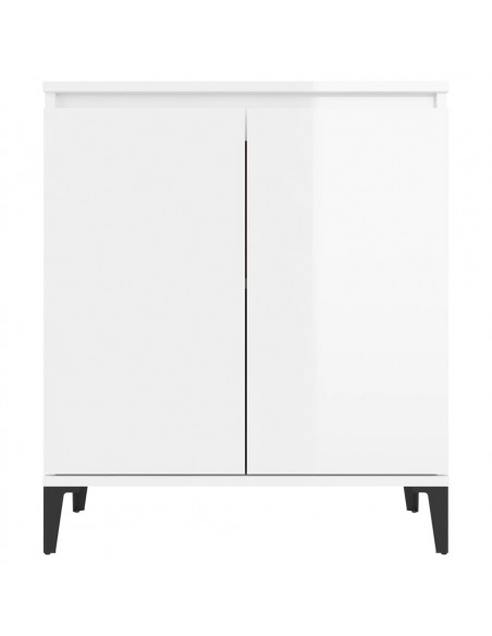 Credenza Bianco Lucido 60x35x70 cm in Legno Multistrato