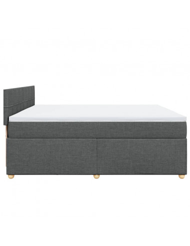 Giroletto a Molle con Materasso Grigio Scuro 200x200 cm Tessuto