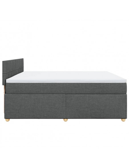 Giroletto a Molle con Materasso Grigio Scuro 200x200 cm Tessuto