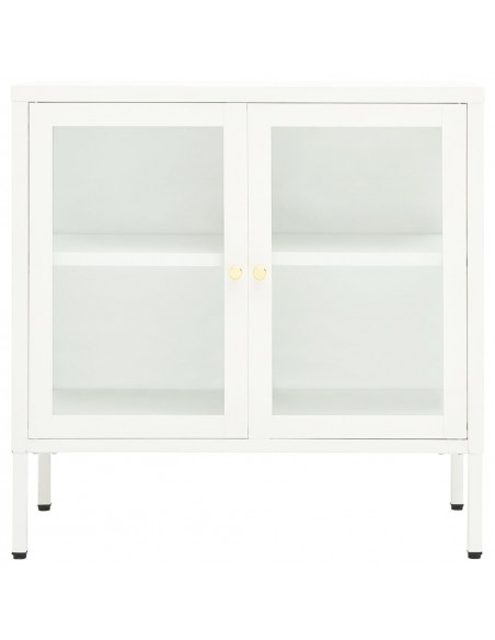 Credenza Bianca 70x35x70 cm in Acciaio e Vetro