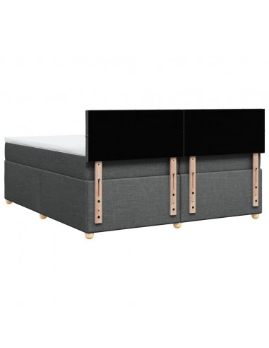 Giroletto a Molle con Materasso Grigio Scuro 200x200 cm Tessuto