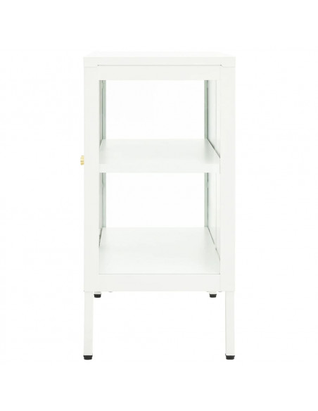 Credenza Bianca 70x35x70 cm in Acciaio e Vetro