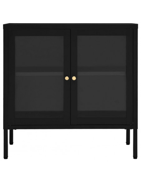 Credenza Nera 70x35x70 cm in Acciaio e Vetro