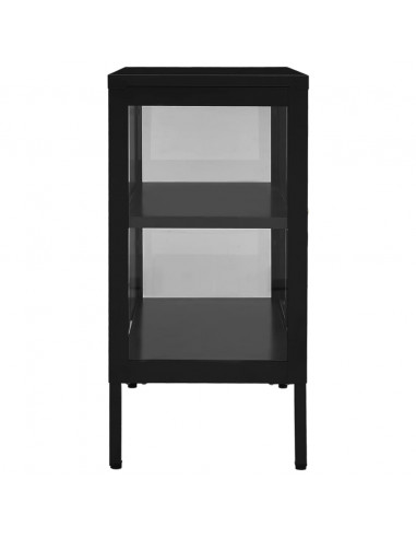 Credenza Nera 70x35x70 cm in Acciaio e Vetro
