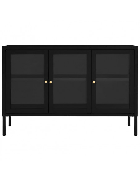 Credenza Nera 105x35x70 cm in Acciaio e Vetro