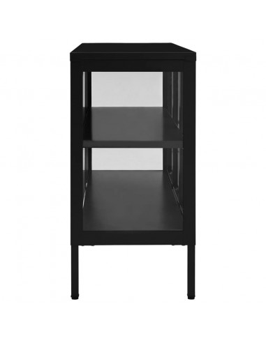 Credenza Nera 105x35x70 cm in Acciaio e Vetro