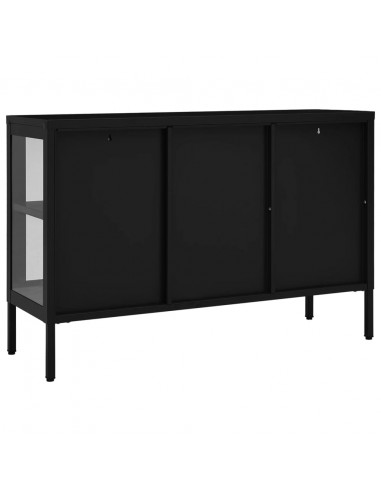 Credenza Nera 105x35x70 cm in Acciaio e Vetro